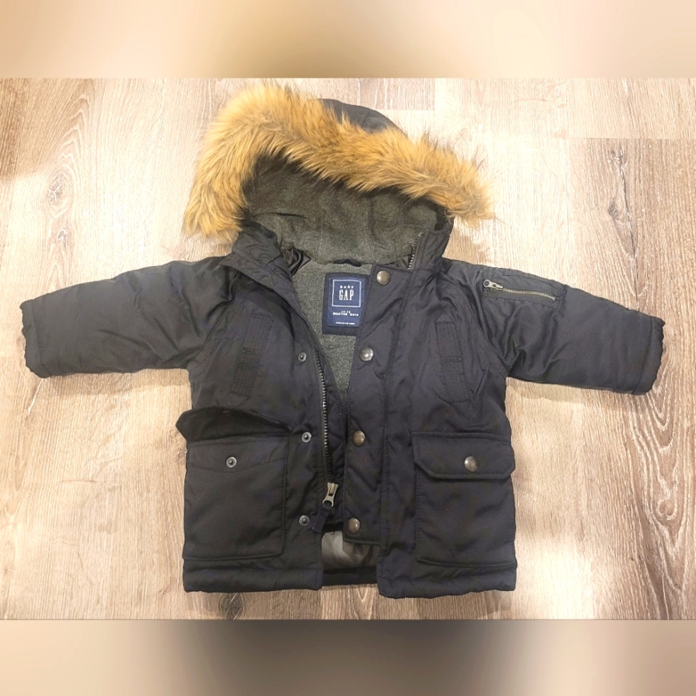 Baby Gap Winter Parka Coat - Black - Size 12-18M